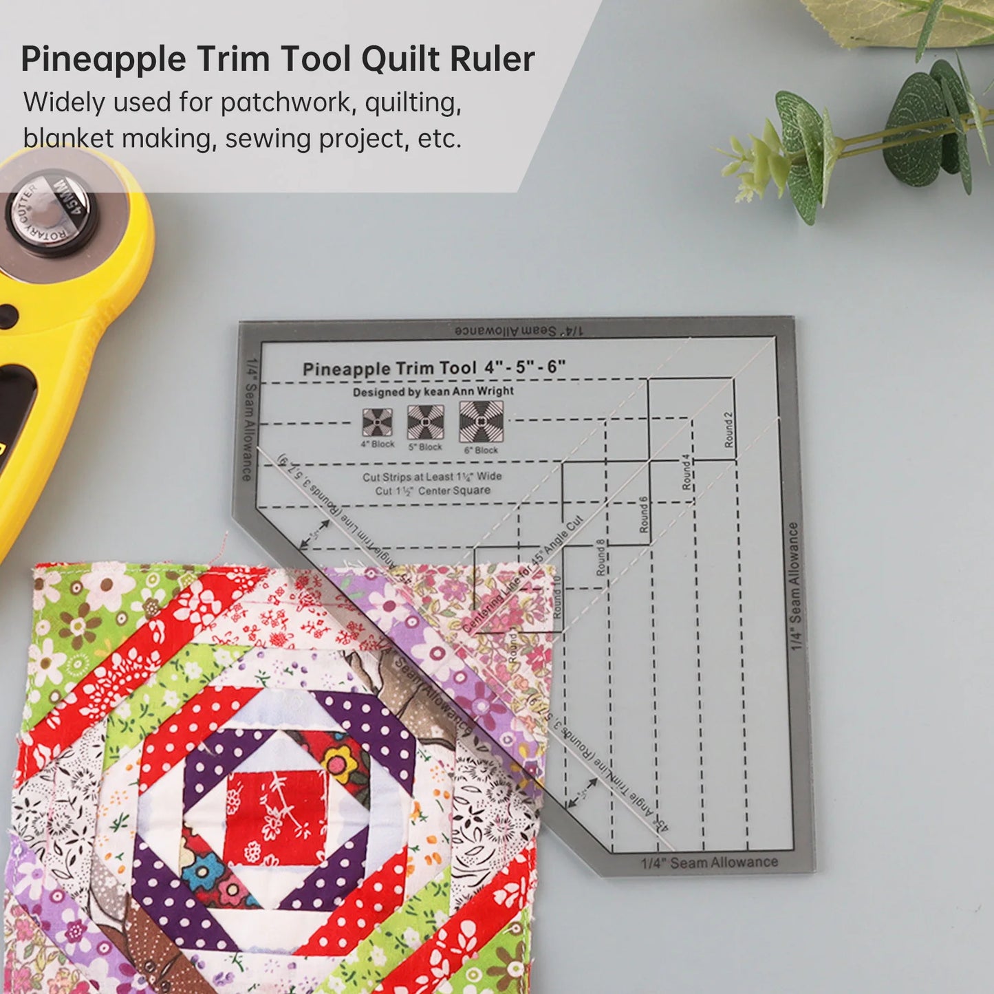 PineAlign – Acrylic Pineapple Quilt Guide Template Ruler – thecraftyculture