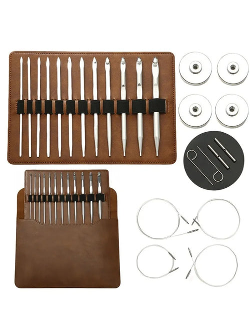 WeaveCore – 12-Piece Interchangeable Tunisian Crochet Hook Set