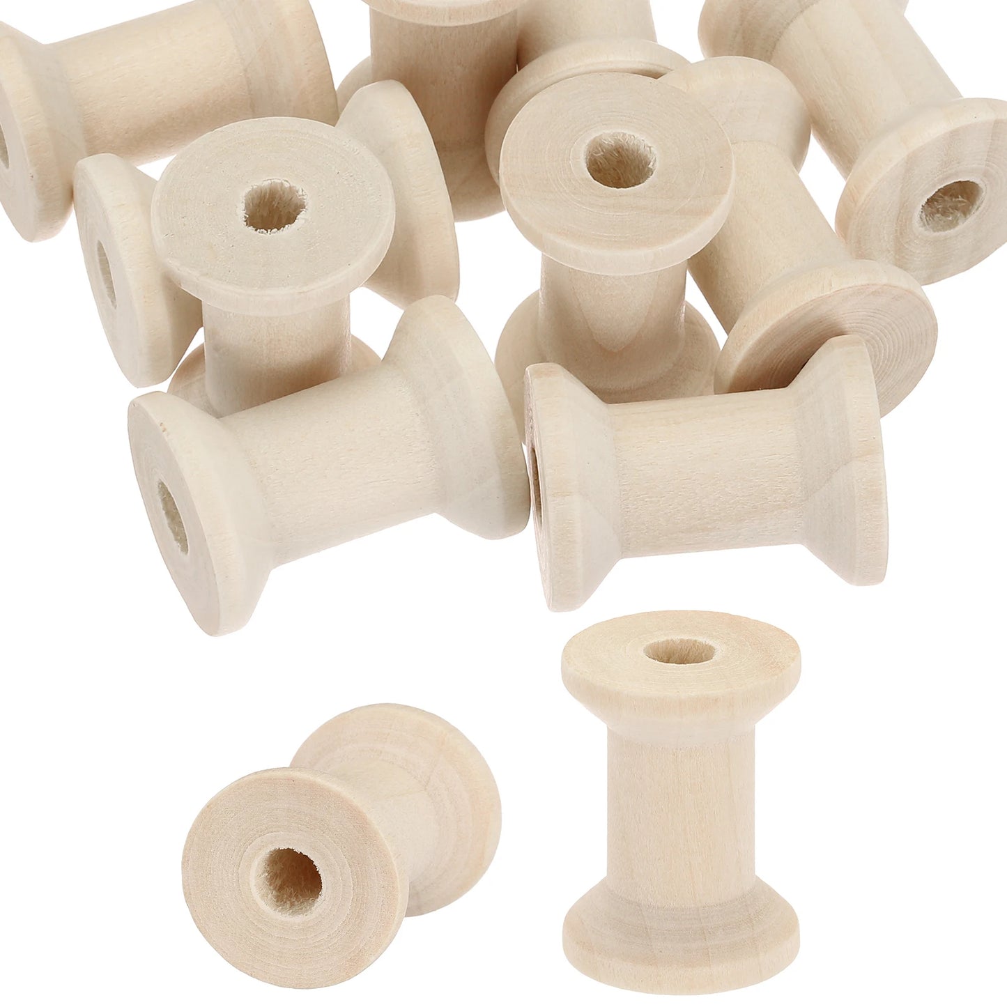 SpoolNatur – 10-Piece Unfinished Wooden Sewing Spool Set