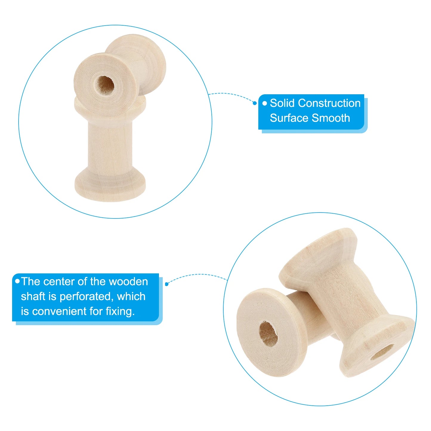 SpoolNatur – 10-Piece Unfinished Wooden Sewing Spool Set