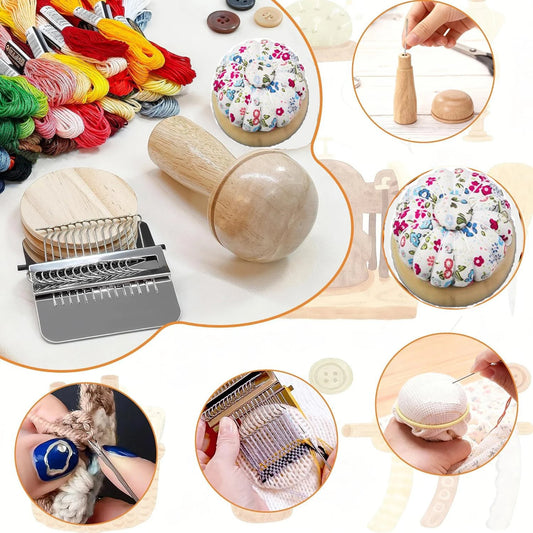 WeaveMendra – Wooden Loom & Sewing Repair Tool Set