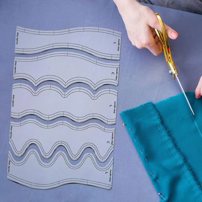 QuiltFlowra – 5-Piece Acrylic Wave Quilting Ruler Set