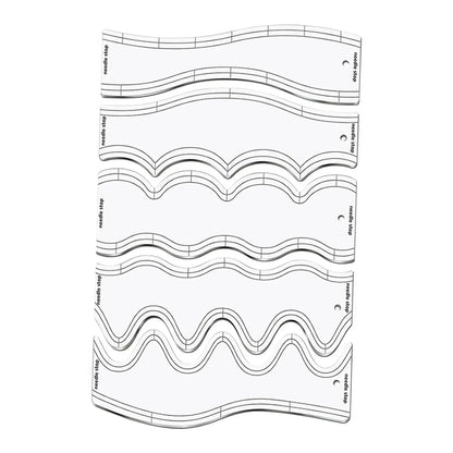 QuiltFlowra – 5-Piece Acrylic Wave Quilting Ruler Set