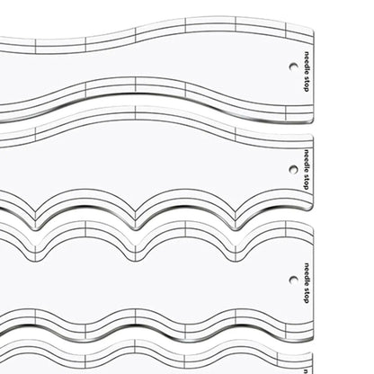 QuiltFlowra – 5-Piece Acrylic Wave Quilting Ruler Set
