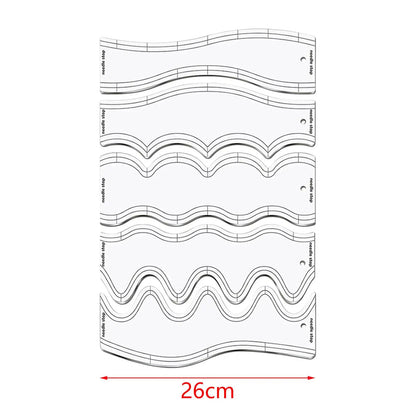 QuiltFlowra – 5-Piece Acrylic Wave Quilting Ruler Set