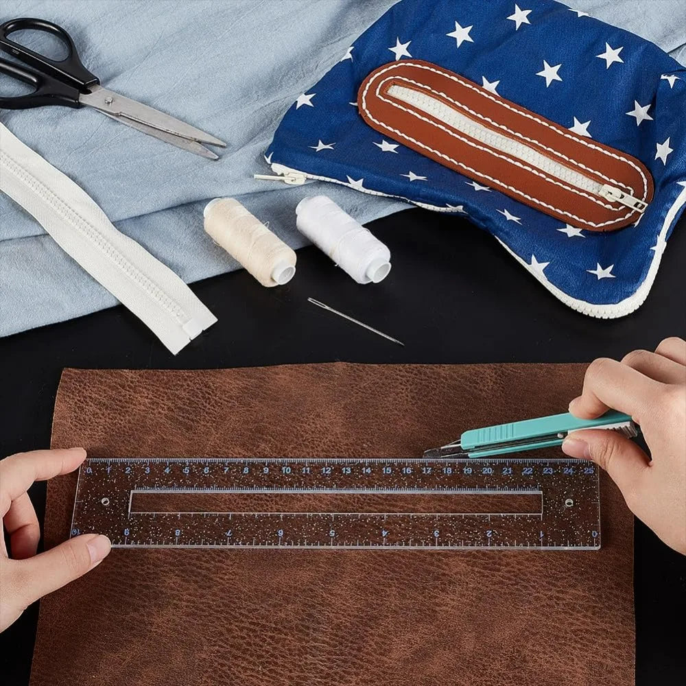 ZipCraftia – 2-Piece Clear Acrylic Zipper Making Template Set