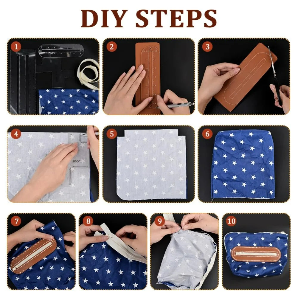 ZipCraftia – 2-Piece Clear Acrylic Zipper Making Template Set